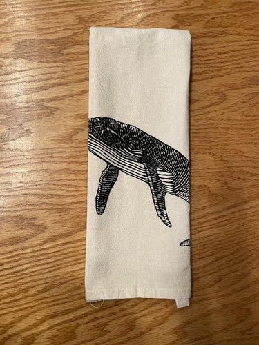 Linocut Humpback Whale Tea Towel