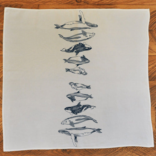 Salish Sea Mammals Tea Towel