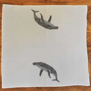 Linocut Humpback Whale Tea Towel